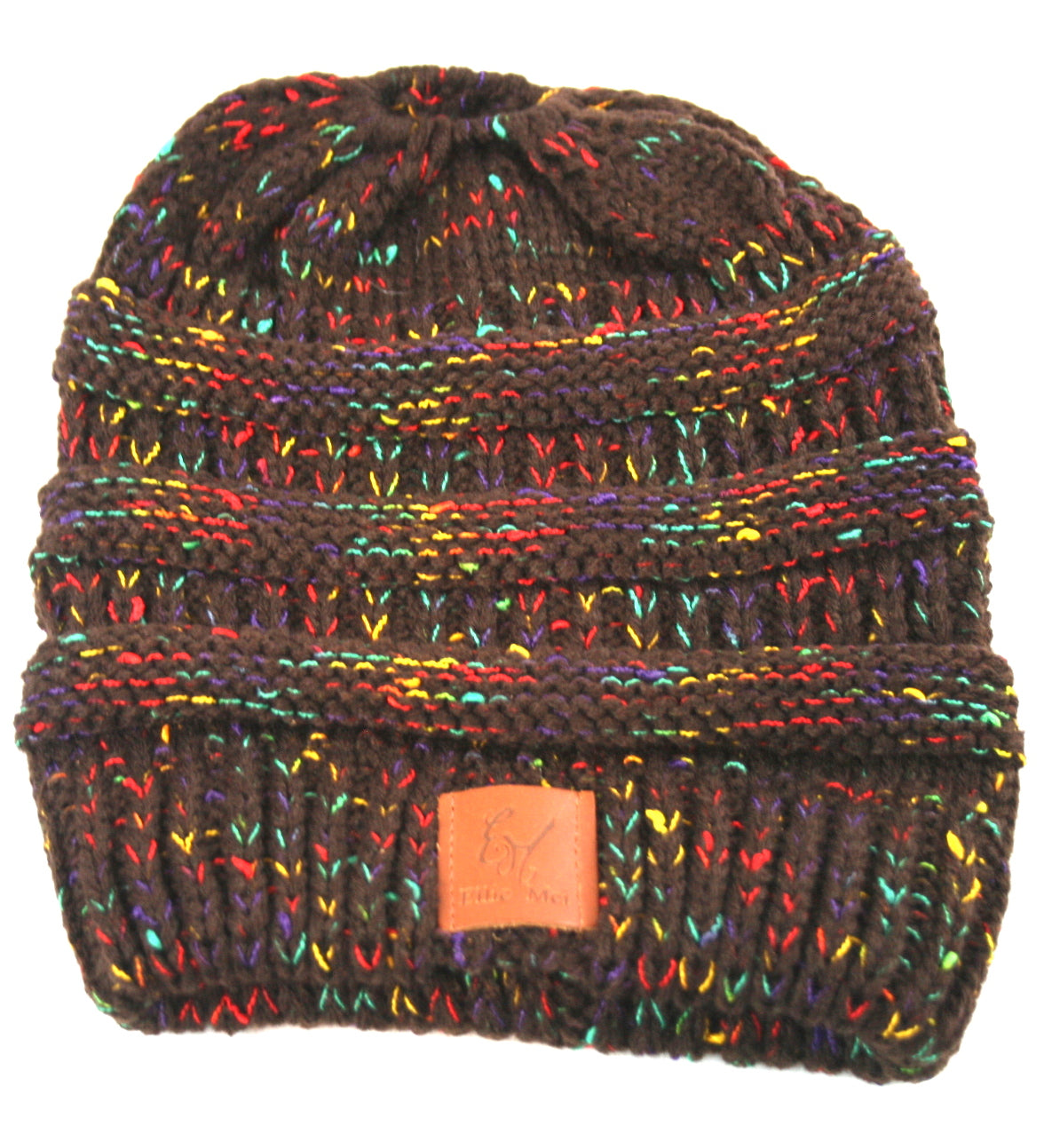 Unisex Colorful Knit Beanies  Warm Wool Multi Color Beanies  Ponytail Headband #EMWH18001-2