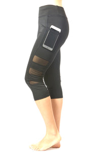 Women's Active Wear Black Stretch Yoga Legging Two Side Pockets #EM180019A