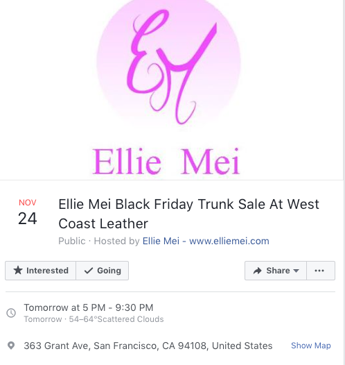 Ellie Mei Black Friday  Trunk Sale . Christmas Shopping Event