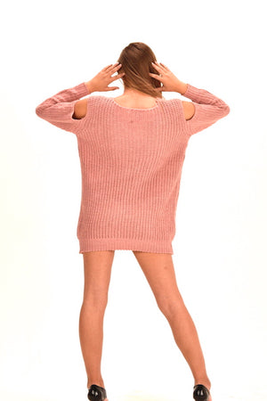 Women's Sweater Peach Cardigan Cutouts Sweater #EMW180029