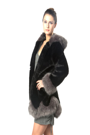 Black Faux Fur Coat Warm Faux Fur Coat Hooded Coats Plus Size EM18003 ...