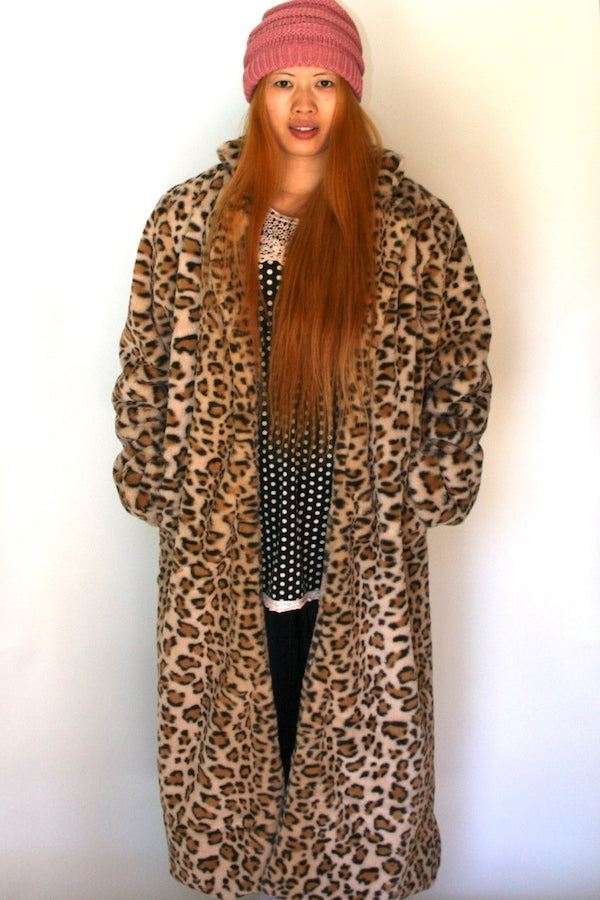 White Leopard Faux Fur Coat #EM18006T