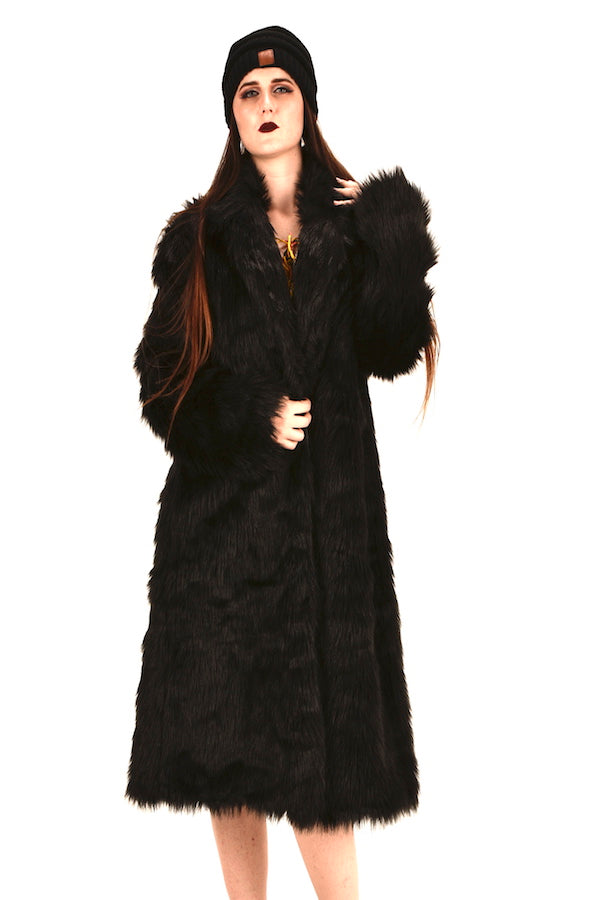 unisex black faux fur coat loose fit coat fashion show coat nyfw pfw mlfw lafw sffw jpfw cfw gzfw ldfw top fashion coat winter warm faux fur coat 