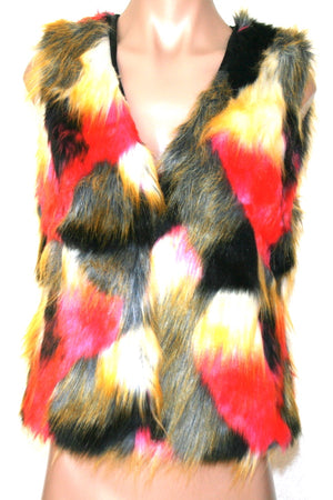 colorblock faux fur vest faux fur vest women's faux fur vest colorblock faux fur vest  warm fashion vest  cheap faux fur vest  faux fur vest girls  red faux fur vest short