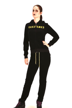Women's black tracksuit ,casual wear sets with very soft and comfy fabric. 2 pieces sports wear with sparkle dragon embroidery  ,unique and stylish design .Long sleeves with banded cuffs and hoodie jackets , full length pants with adjustable drawstrings perfect for sports , running, shopping, traveling all outdoor activities. 