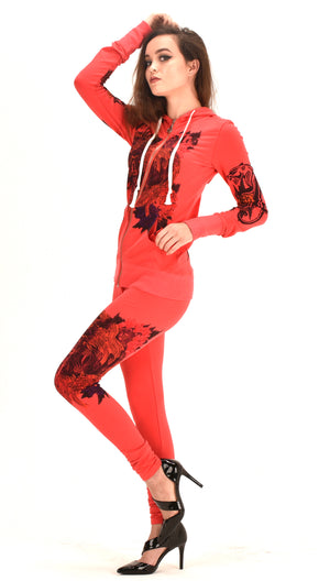 Women's Four Way Stretch Yoga Sets  Lion Print  Tiger Embroidery Sports Wear   EMW18002