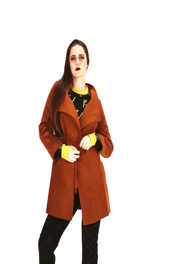 Women's Jacket Brown Wool Coat  EMW180049