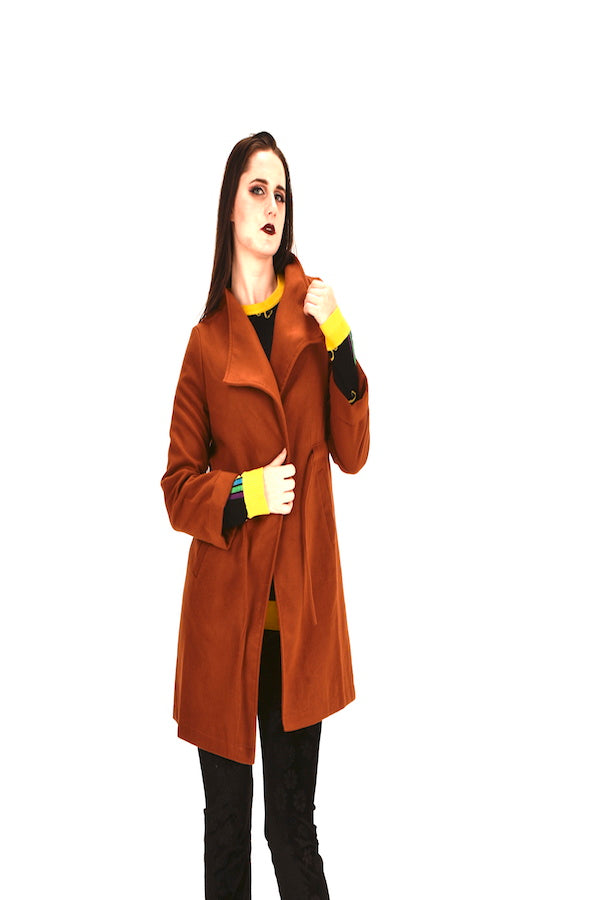 Women's Jacket Brown Wool Coat  EMW180049