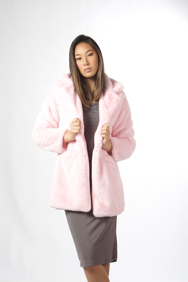 Black Faux Fur Jacket Rabbit Fur  Winter Jacket Silky Smooth Jacket Softness Faux Fur Jacket  #EMW190015