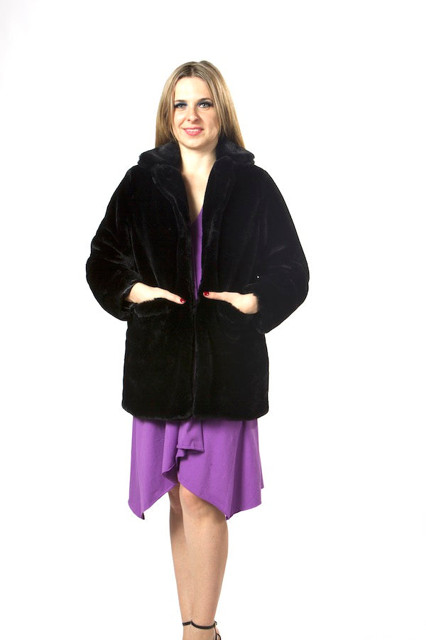 Faux Rabbit Fur Jacket Silky Smooth Softness Faux Fur Coat #EMW190015