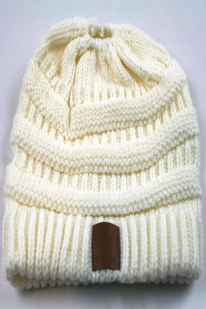 Knit Beanie  Warm Wool Beanie Ponytail Hairband EMWH18001