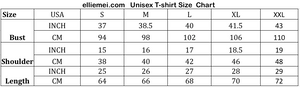 Ellie Mei T shirts size chart 