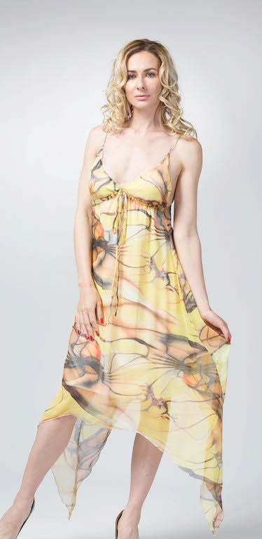 Women's Dress Printed Flowy Chiffon Dress. Multi -Color Chiffon Dress. Ellie Mei Women's Dress Printed Flowy Chiffon Dress. Multi -Color Chiffon Dress. Ellie Mei
