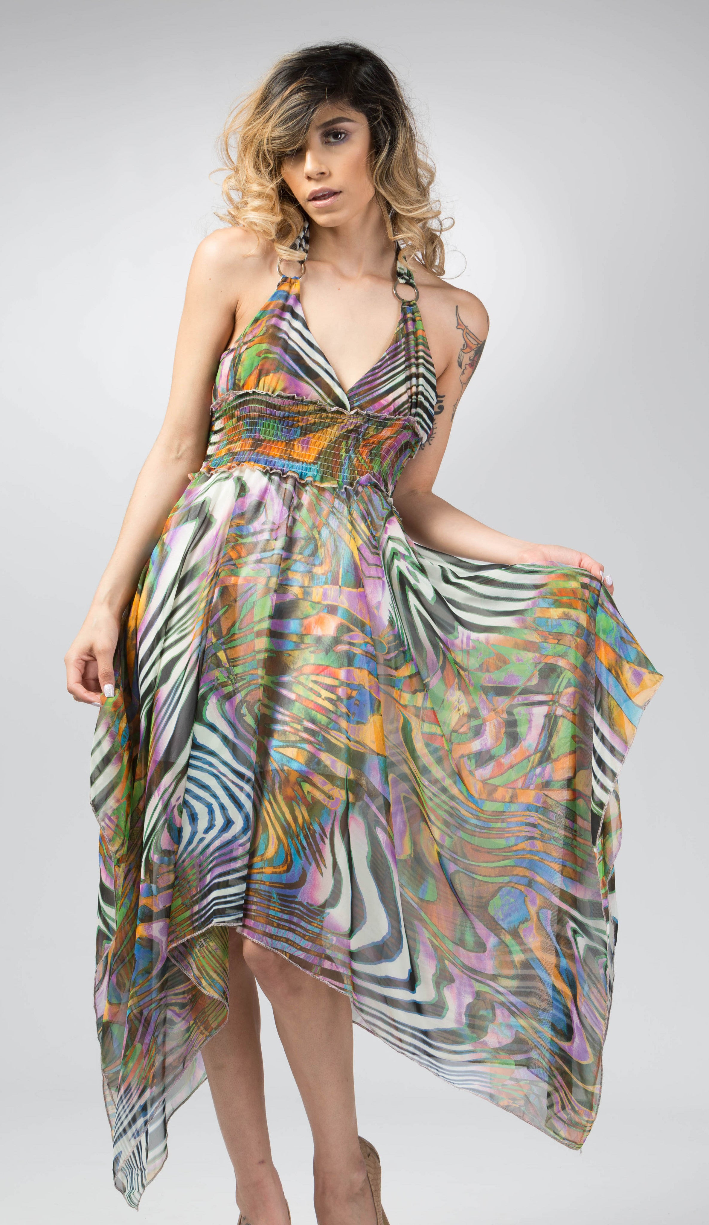 Women's Dress Flowy Dress Zebra Strips Dress Chiffon Dress. .Open Back – Ellie Mei