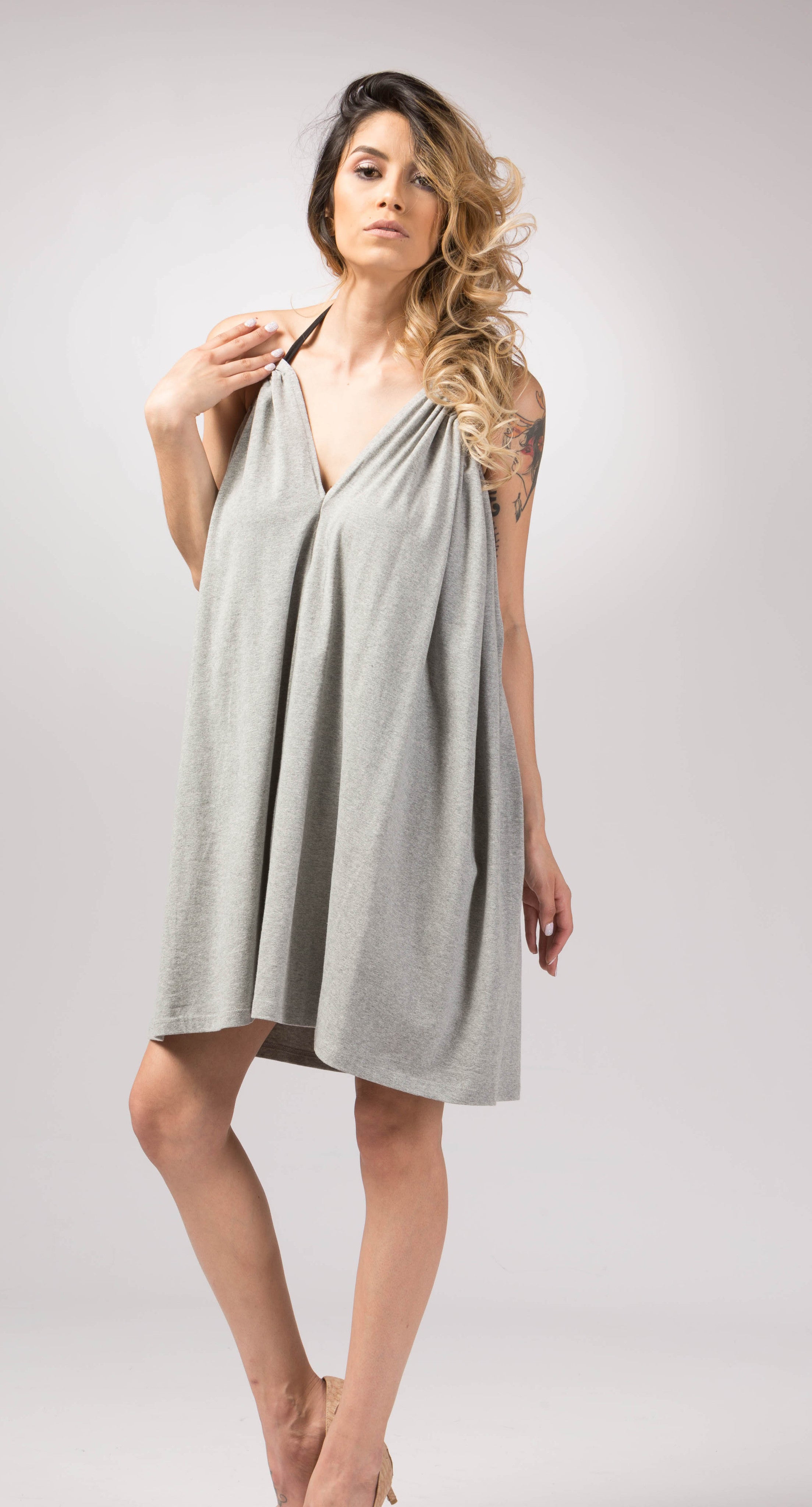Women's Cocktail Dresses Cotton Multi-Wear Magical Dress Wrap Medium / Light Grey Women's Cocktail Dresses Cotton Multi-Wear Magical Dress Wrap Medium / Light Grey