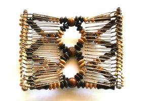 Women's Double Comb.Easy Comb .Magic Hair-comb.Wood Beads Haircomb Stretchy Beaded Hair Comb  EM-CM6