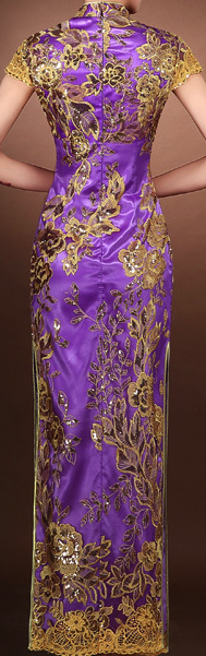 Women's Purple Lace Qipao Dress. Purple Cheongsam .EMQ6