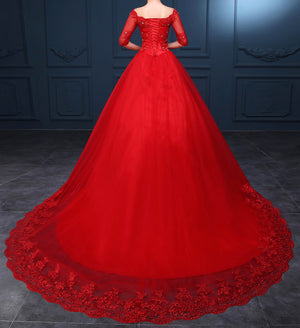 red and white a line wedding dress FairOnly M368 Women's Colorblock Bridal Wedding Dress (XXL, White Red) at Amazon Women's Clothing store