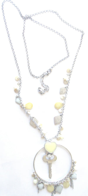 Women's Key Stone  Pendant Necklace  . Classic Chain  Necklace EM- N12